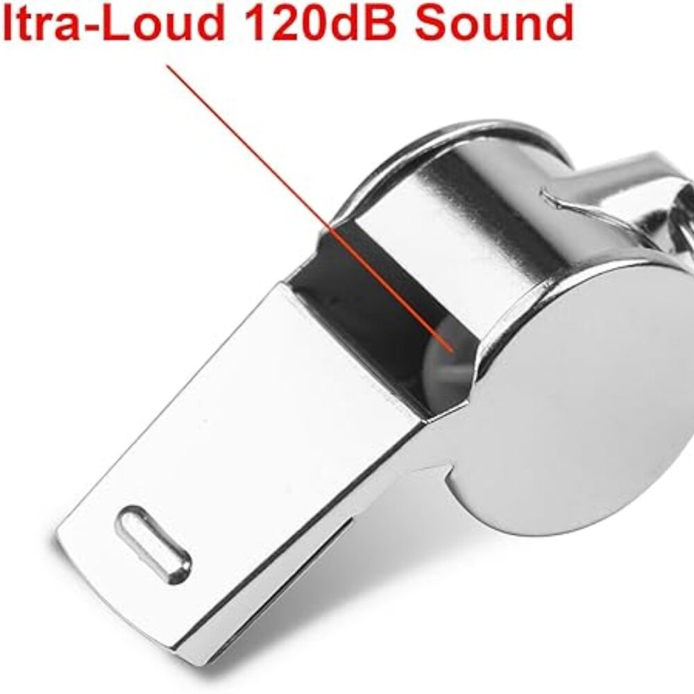 5‎ Whistles Stainless Steel Coaches Whistles with Lanyards Loud Sounding NEW